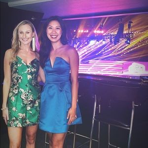 Teal (blue/green) silk cocktail dress